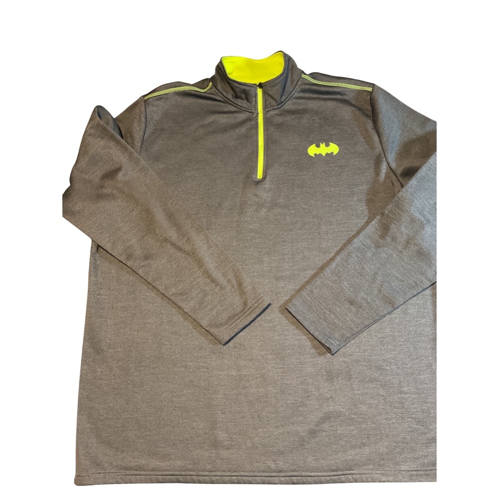Boys Batman‎ Graphic Pullover Athletic Jacket Quarter Zip Gray XL